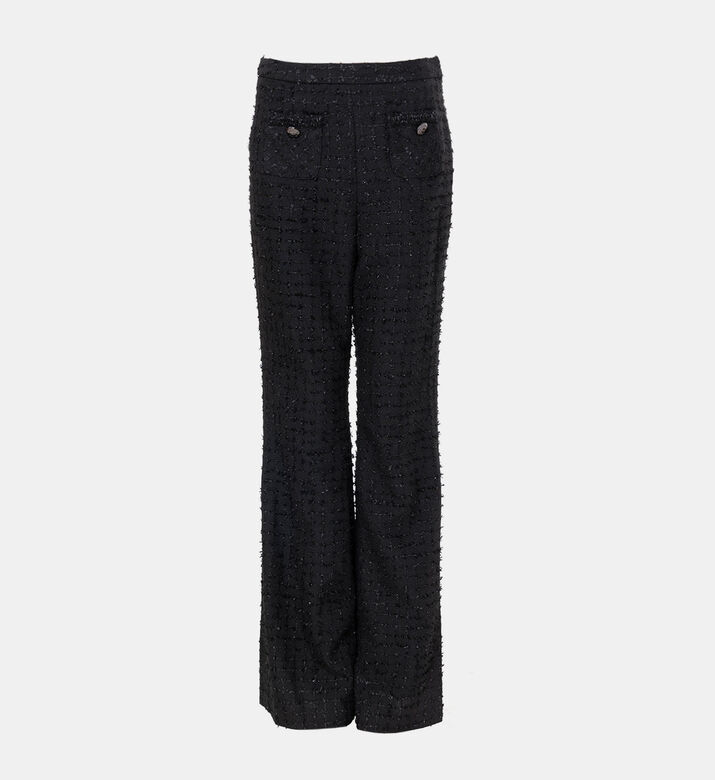 Tweed Gold Buttons Flared Trousers