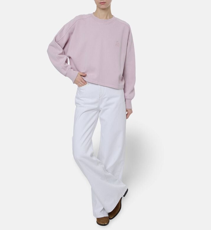 Isabel Marant Long-sleeve Embroidered Logo Sweatshirt, Light-pink, 38, Model View