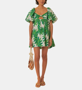 فستان قصير بطبعة أشجار النخيل