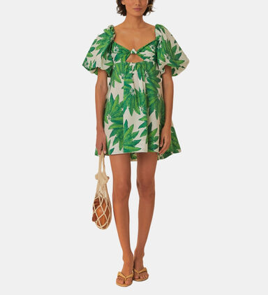 Palms Fan Printed Mini Dress