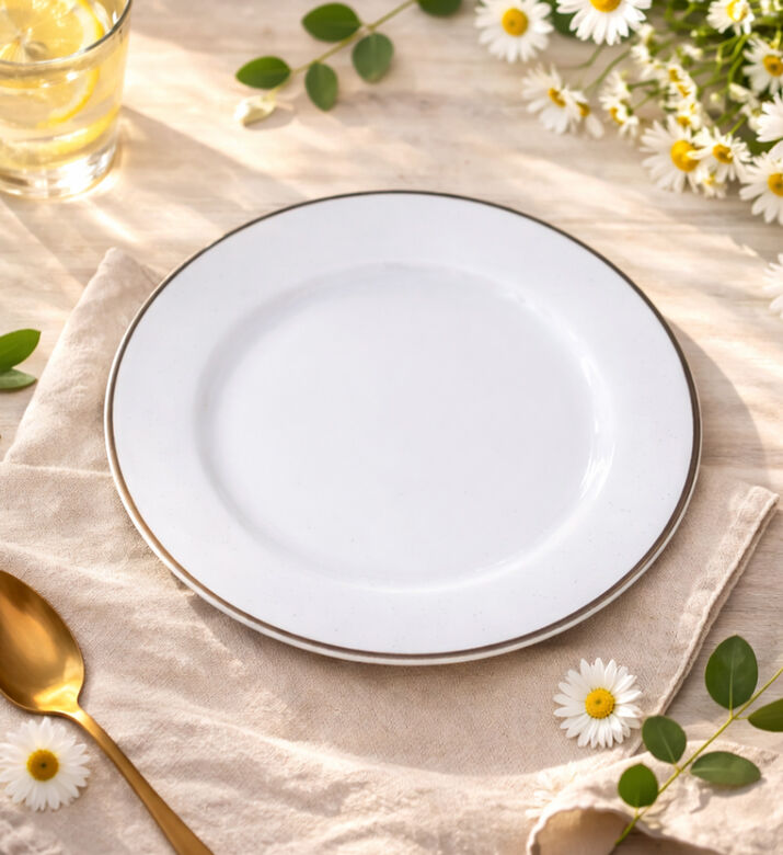 Home Deco and More Silver-rim Dessert Plate 6-piece Set - 21 Cm, Packshot View