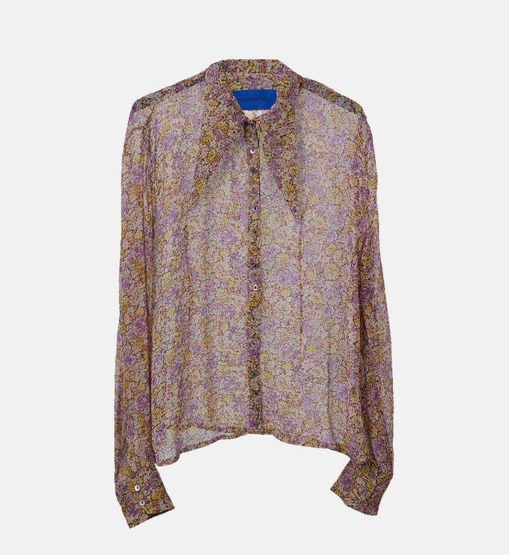 قميص طويل الأكمام بطبعة أزهار متعددة الألوان