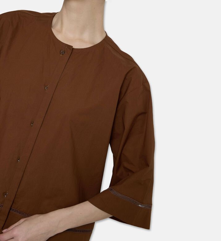 Forte-Forte Cotton Poplin Openwork-detail Shirt, Model View