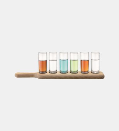 Paddle Vodka Set & Oak Paddle L40cm Clear