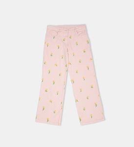 بنطال جينز مطرز بلوغو دوار الشمس للبنات