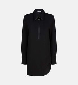 فستان قصير بأكمام طويلة وسحاب للإغلاق