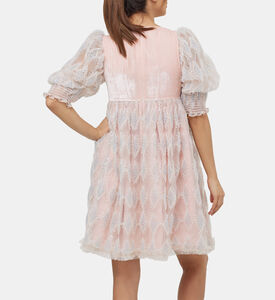 فستان دوتشيس قصير بتأثير التول