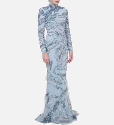Sequin High-neck Dress