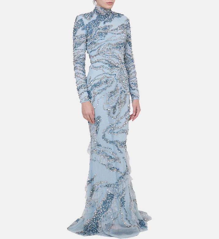 Sequin High-neck Dress