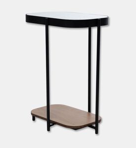 Home Deco and More Glam Wood Top Sofa Side Table, Oak, 33x47-cm, Packshot View