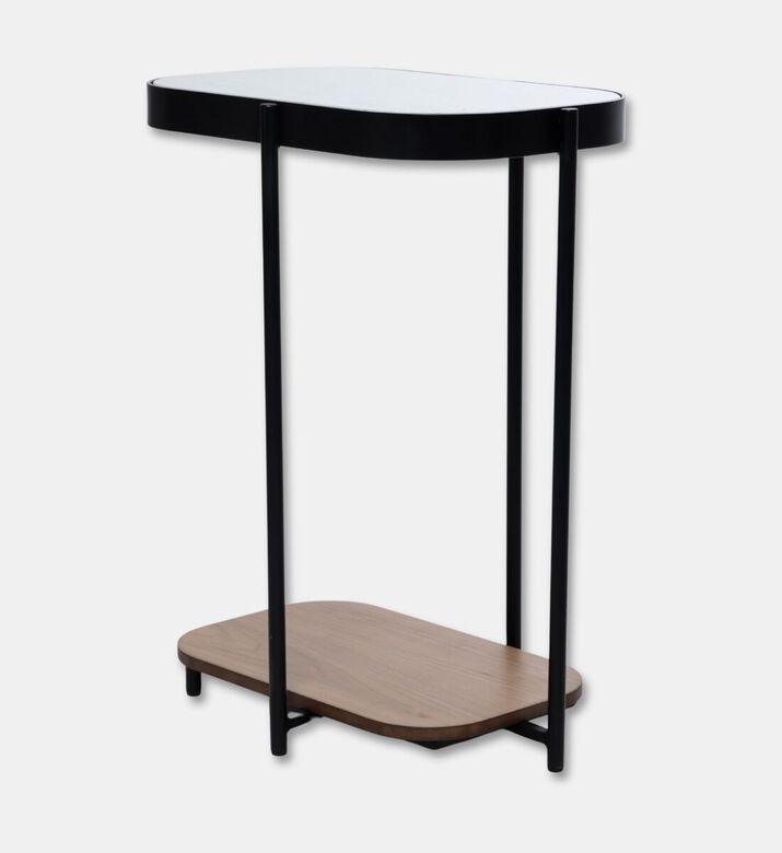 Home Deco and More Glam Wood Top Sofa Side Table, Oak, 33x47-cm, Packshot View