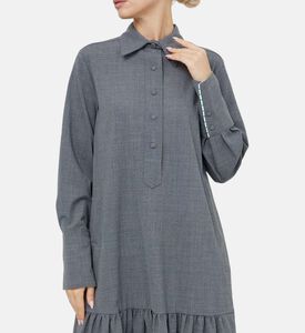 فستان ميدي بياقة بولو وطيات خلفية