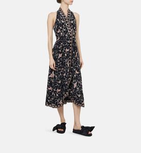 فستان لاسي متوسط الطول بطبعة أزهار