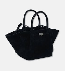 Demellier The Midi New York Suede Tote Bag, Black, Packshot View