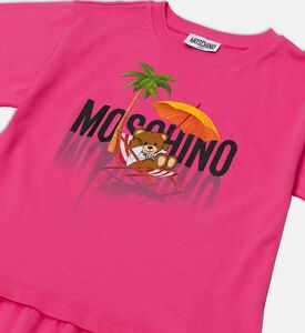 Teddy Bear-print Flared Mini Dress