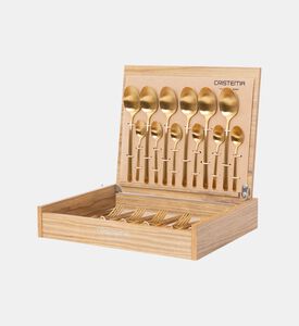 Cristema Tokyo Matte Gold Finish 24-piece Cutlery Set, Packshot View