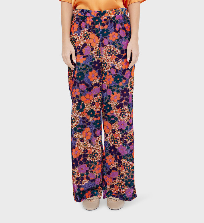 Velour Printed Flared Trousers