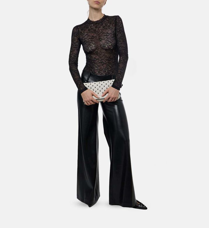 Alice and Olivia Lace-detail Long-sleeve Bodysuit, Model View Alice and Olivia Lace-detail Long-sleeve Bodysuit, Model View