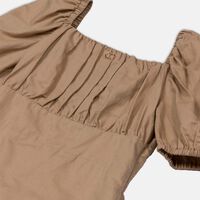 Linen Puff Sleeves Mini Dress