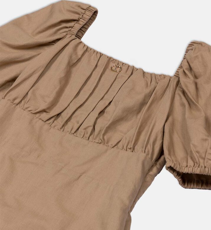 Linen Puff Sleeves Mini Dress