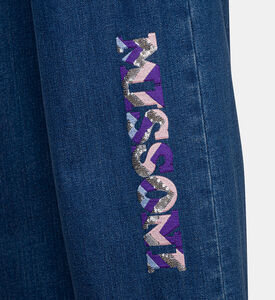 بنطال واسع الساقين بلوغو مطرز