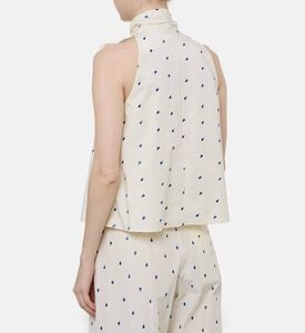 Forte-Forte Polka-dot Ruffle Detail Top, Model View