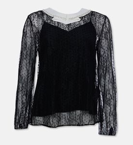The Kooples Lace Detail Long-sleeve Top, Packshot View