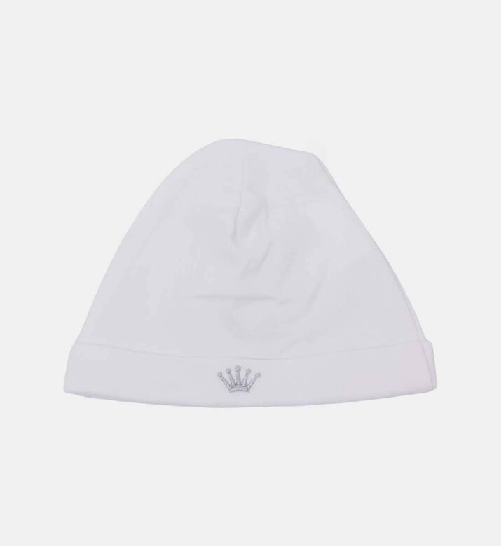 My First Collection Embroidered Crown Hat, White, Packshot View