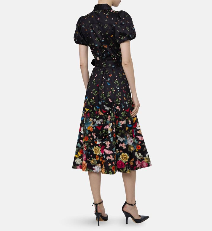 Alice and Olivia Henrietta Cotton Sateen Midi Dress, Model View