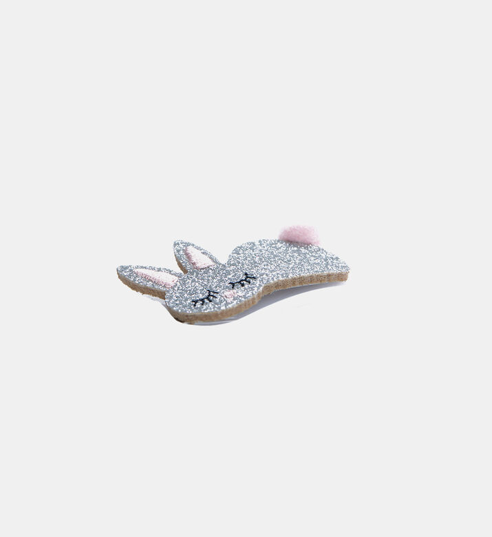 Glittered Silver Rabbit Hair Clip