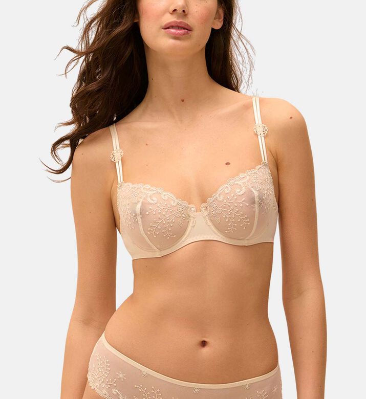 Half-cup Sheer Embroidered Bra