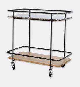 Home Deco and More Shard Wood Body Bar Trolley, Oak, Packshot View