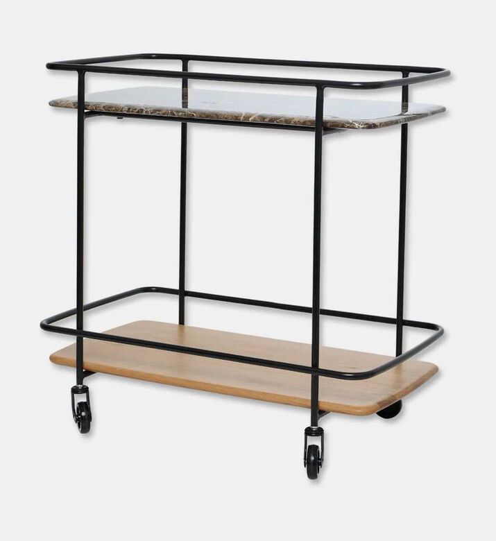Home Deco and More Shard Wood Body Bar Trolley, Oak, Packshot View