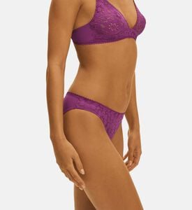 قطعة بيكيني سفلية قصيرة دانتيل فرنسي مزين بأزهار