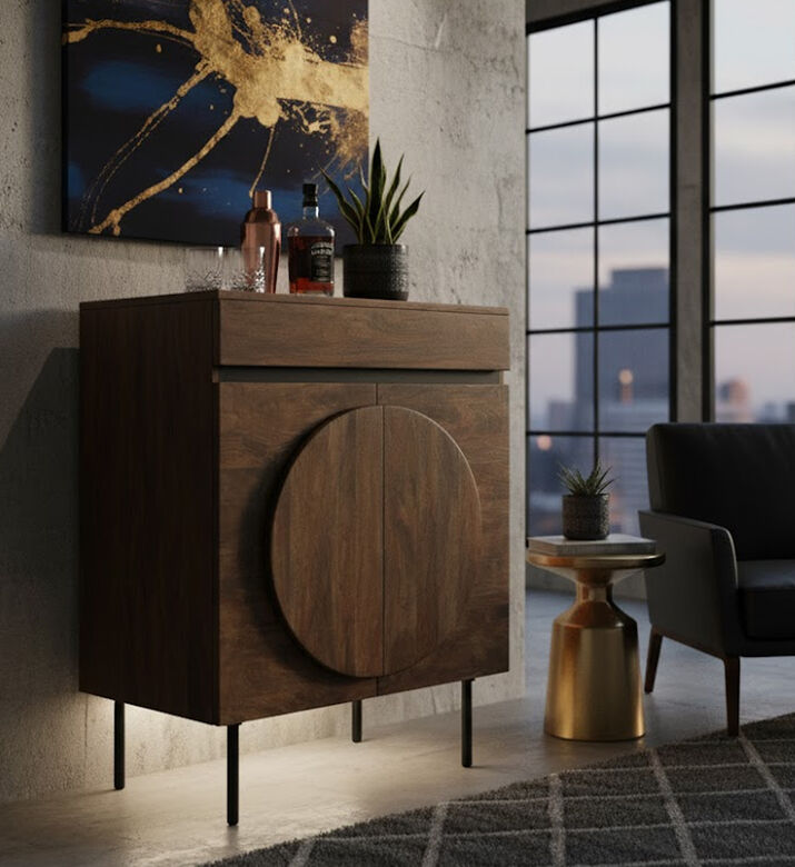 Home Deco and More Delphine Wooden Bar Cabinet, Packshot View Home Deco and More Delphine Wooden Bar Cabinet, Packshot View