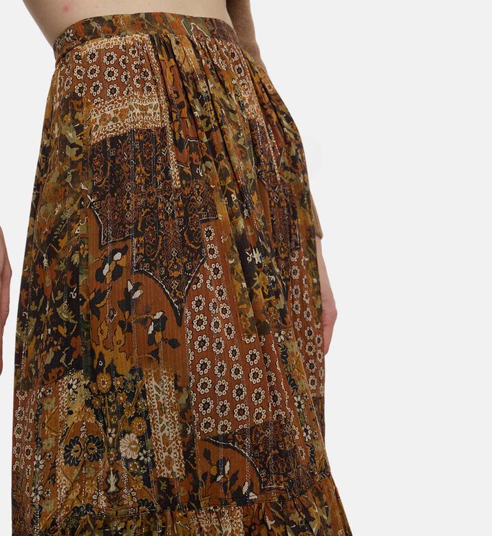 Ba and Sh All-over Print Pleated Skirt, Model View Ba and Sh All-over Print Pleated Skirt, Model View
