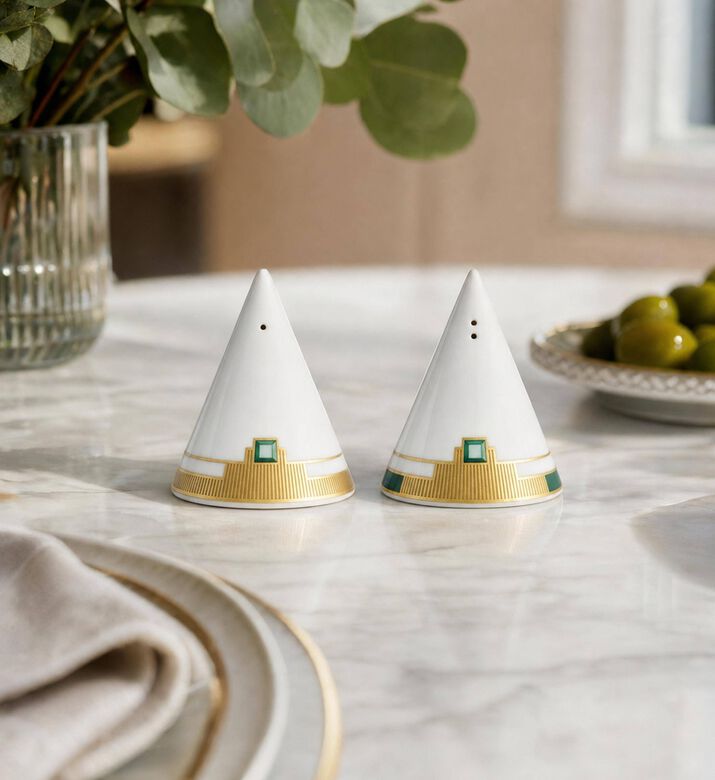 Vista Alegre Emerald Salt Pepper Set, Model View