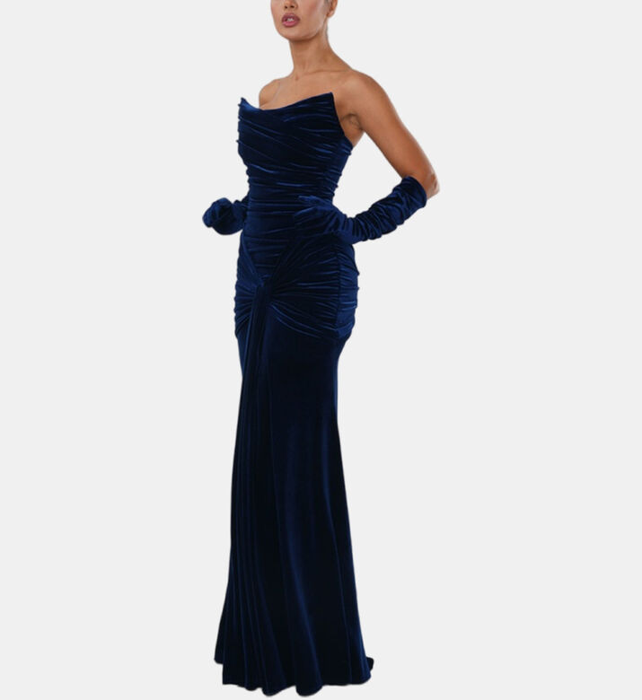 Satin Draped Bodice Mermaid Gown