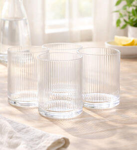 Home Deco and More Double Wall Stripe Drinking Glass 4-piece Set - 7.8xh10cm, Transparent, Packshot View