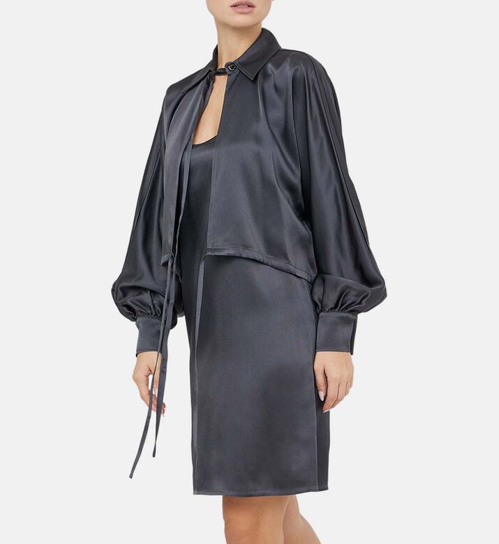 طقم فستان روب ساتان مكون من قطعتين