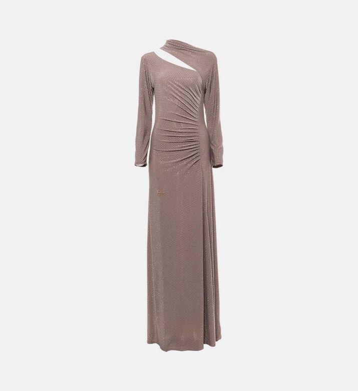 Asymmetrical-neck Flared Dress