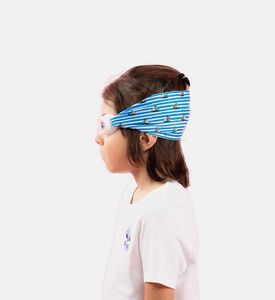 نظارة سباحة زرقاء للأطفال بشريط فائق النعومة مزينة بقوارب مخططة