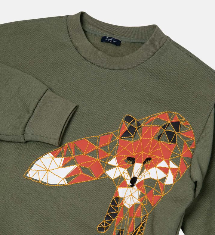 Kids Fox Motif Cotton Sweatshirt