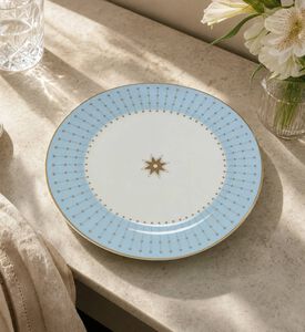 Imperial Gold Star Motif Bold Blue Rim Circular Plate, Model View