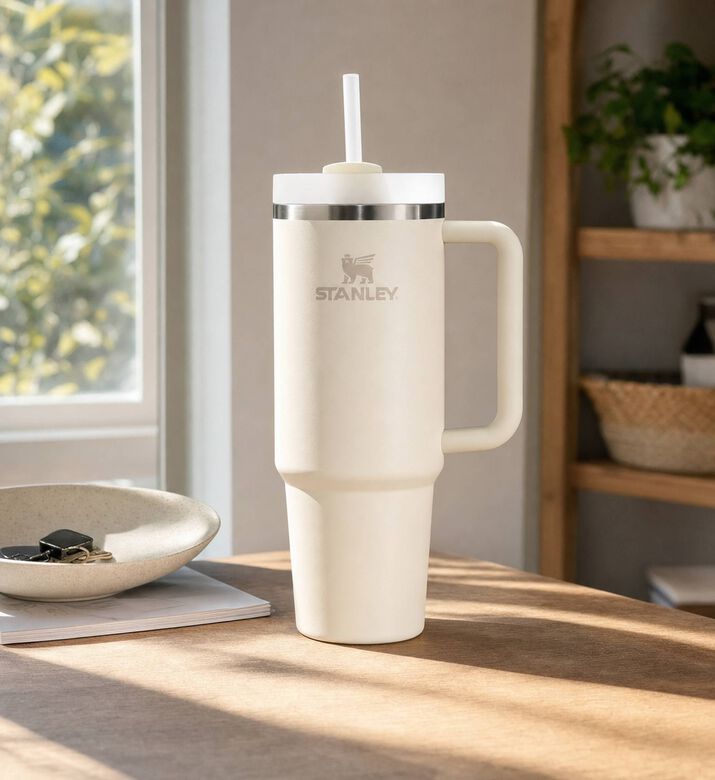 Stanley Insulated Straw Tumbler, Cream, 0.89-l, Model View