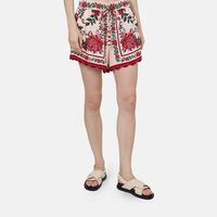 Floral-embroidery Scalloped Hem Shorts