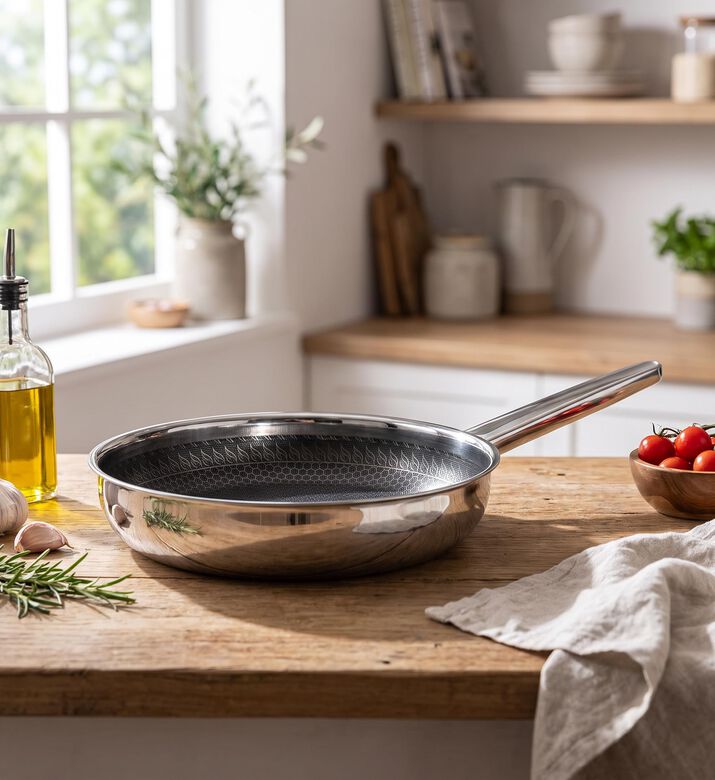 Estia Stainless Steel Frying Pan Ceramic Coating, Model View