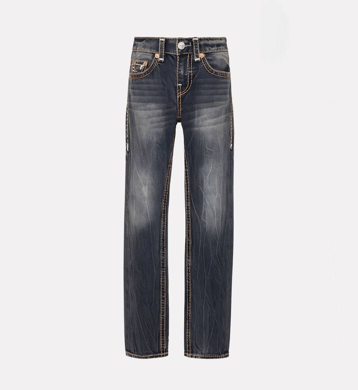 True Religion Contrast Stitching Faded Dark Wash Baggy Jeans, Dark-grey, 40, Packshot View