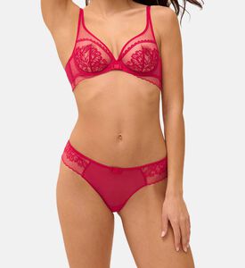 تانغا بخصر منخفض مطاطي بتطريز أزهار