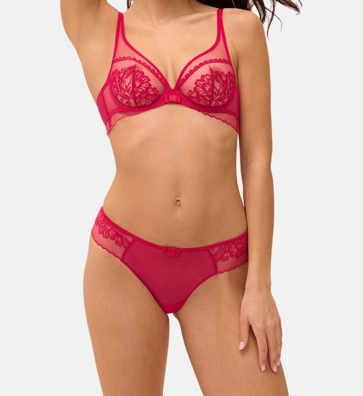 Floral Embroidered Elasticated Waistband Low-rise Tanga